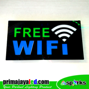 Sign LED Free Wifi Hijau Biru