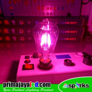 Bohlam LED Fillamen Kaca ST64 Warna Pink