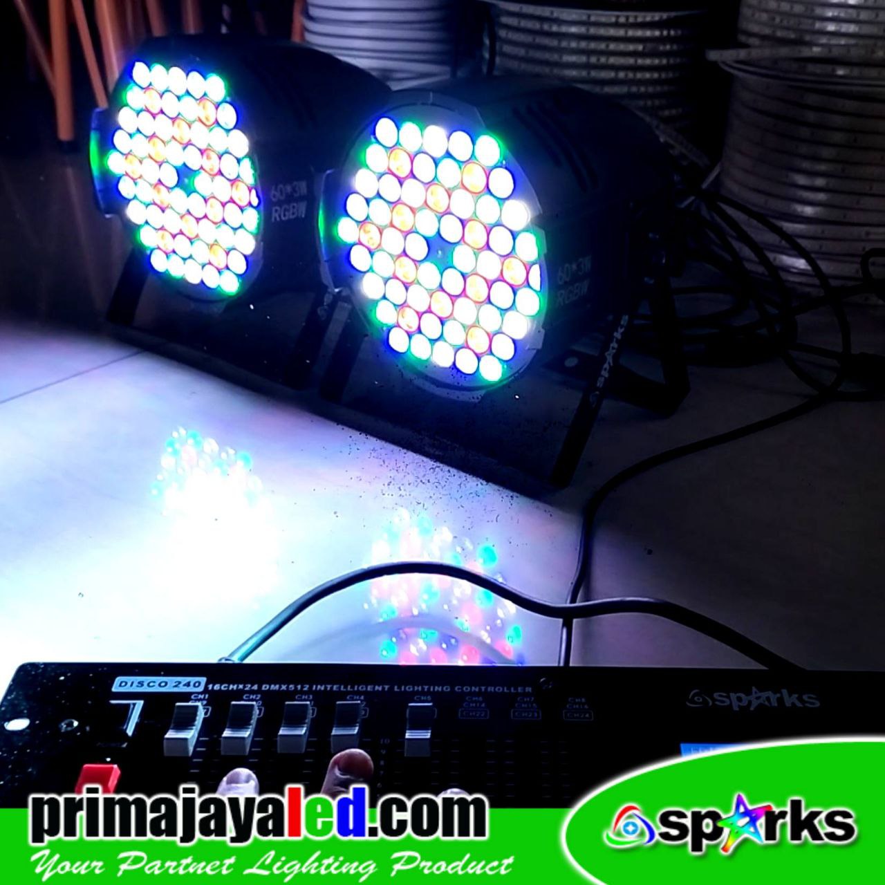 Set 2 Par LED 60 DMX Mixer 240 Disco